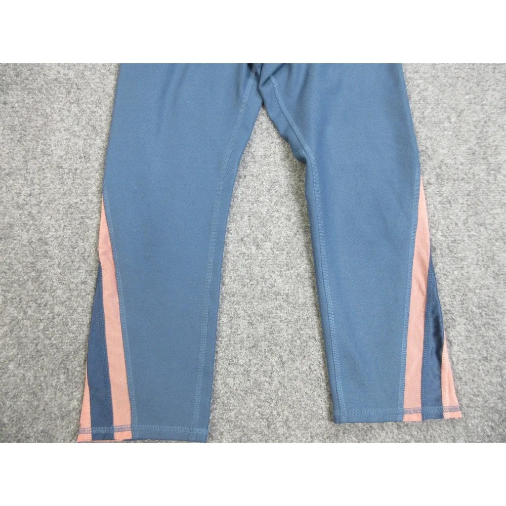 Alo Yoga Capri Pants Womens M Blue Colorblock High Rise Leggings Athletic Gym